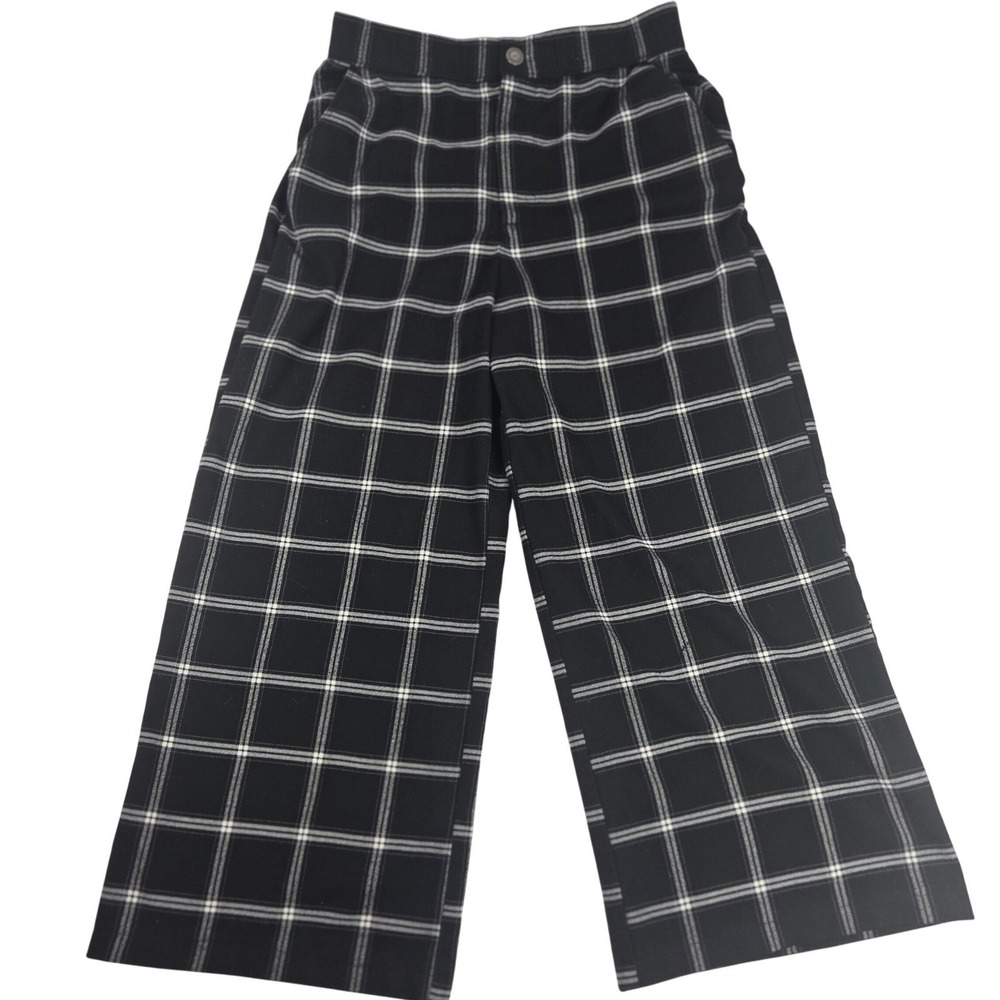 Hollister‎ Ultra High-Rise Wide Leg Plaid Pants Black White Career Casual S Y2K